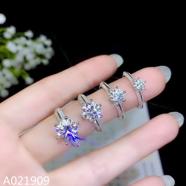 

kjjeaxcmy boutique jewelry 925 sterling silver inlaid mosang diamond gemstone ladies ring support detection fashion, Golden;silver