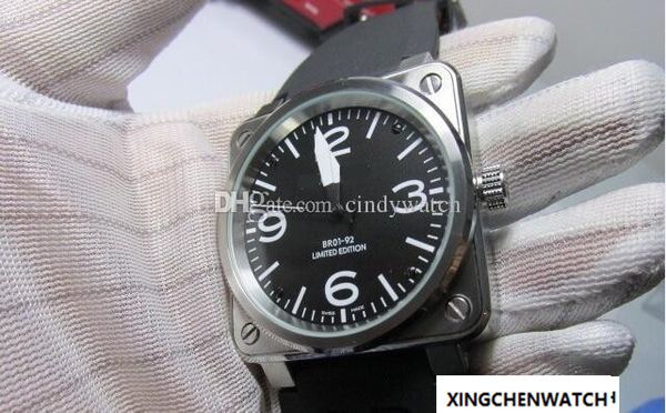 

46mm automatic mechanical aviation type military pec limited edition br01 92 br01 men watch tainle teel wri twatch rubber trap