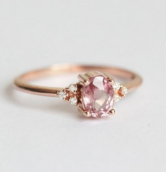 

pink cz engagement rings for women rose gold wedding ring dainty valantine's gift for girl friends romantic jewelry, Silver