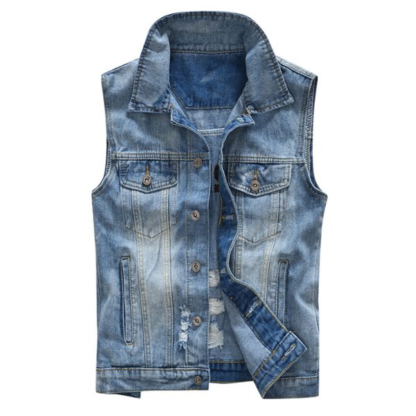 

ripped jean jacket men's denim vest hip hop jean coats waistcoat men cowboy sleeveless jacket male tank plus size 6xl, Black;white