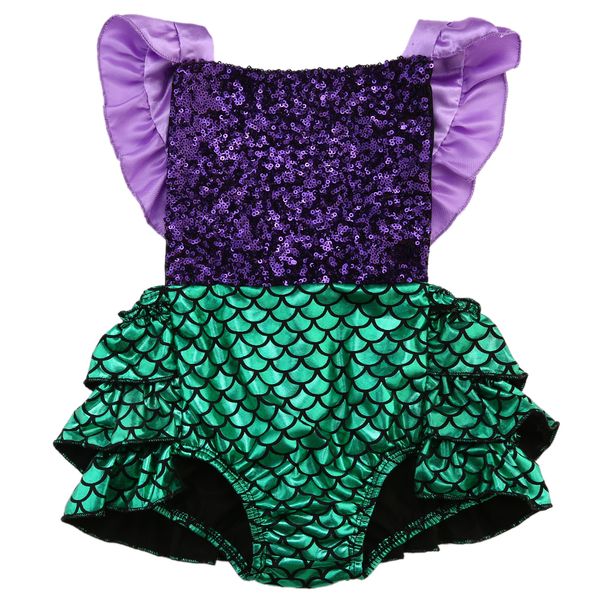 

baby girl sequin mermaid costume romper jumpsuit sunsuit outfits costume, Blue