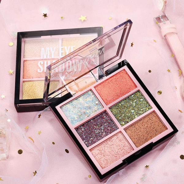 

6 colors glitter shimmer baked eye shadow matte 24hours not fade smudge-proof eye shadow powder