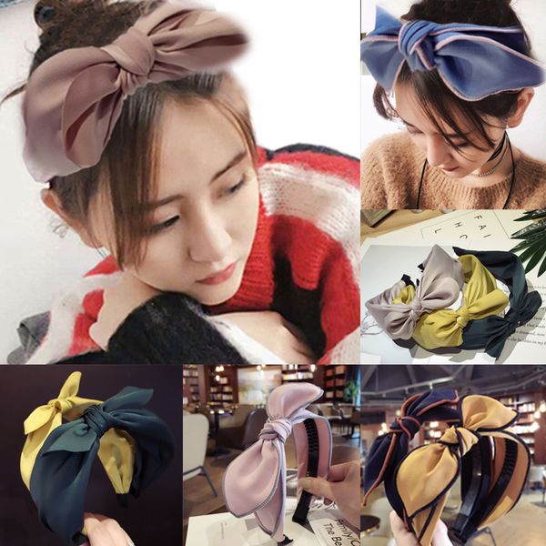 

fashion wide hair hoop bow knot head band ribbit ear sweet ladies hairband women cute headwrap cross knotting hair accessories