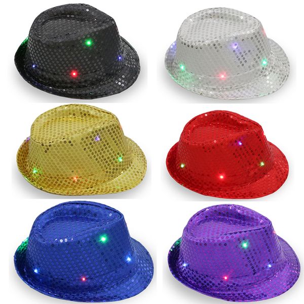 

falshing light up пришивания trilby cap cowboy hat fedora jazz, Blue;gray