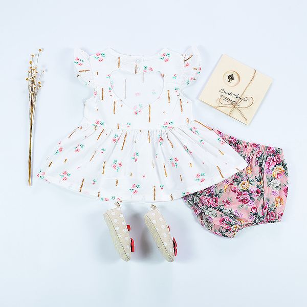 

baby girl print dresses kids leisure clothes girls newborn baby flying sleeves small flower skirt love openwork dress 19, Red;yellow
