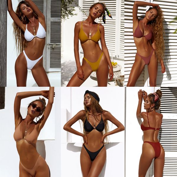 

bikini girl swimsuit for women summer slim two-piece bikini suits set with letters beach brand bathing suits designer swimwear su1207, White;black