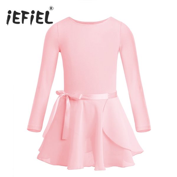 

iefiel kids girls ballet tutu ballerina dance class costumes gymnastics leotard dancewear with tied skirt stage dance wear, Black;red