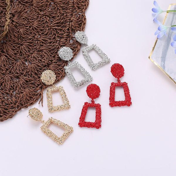 

vintage earrings for women metal earing hanging fashion jewelry trend gold color geometric statement earring, Silver