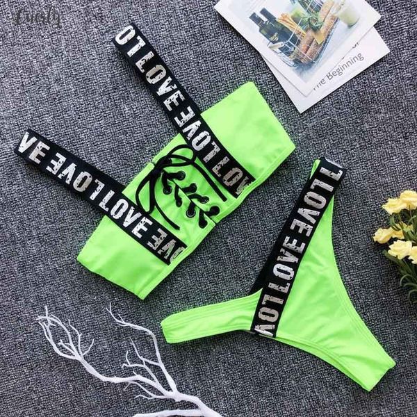 

letter brazilian bikini 2020 new mujer swimwear women swimsuit letter halter push up bathing suit beach wear thong biquini 3722, White;black