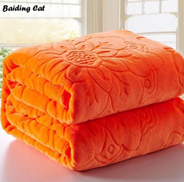 

warm soft thick flannel blanket embossed flowers coral fleece blanket throw on bed/travel/air sofa as bed sheets 200x230cm size