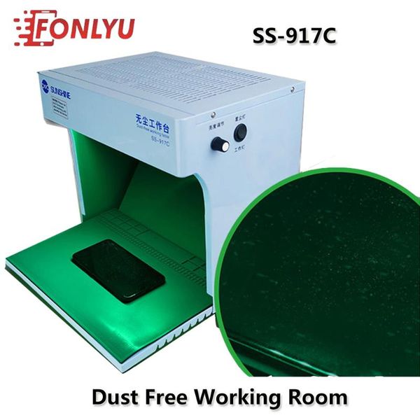 

new ss-917c dust room portable anti dust working bench cleaning room with checking lamp for mobile phone repair tools
