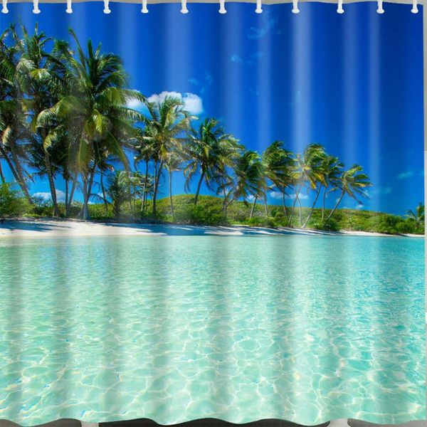 

waterproof sea-beach shower curtain for home & bathroom