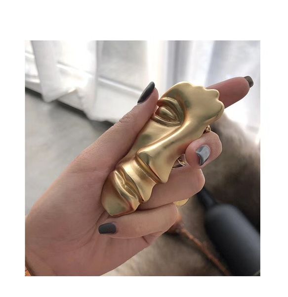

fashion gold human head alloy brooch vintage half face mask brooch for women metal pins sweater clips gothic jewelry 2019, Gray
