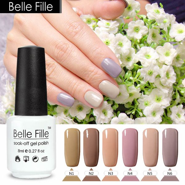 

belle fille 8ml nude gel nail polish vernis hybrid long lasting gel uv soak off lacquer lak semi-permanent nail art varnish, Red;pink