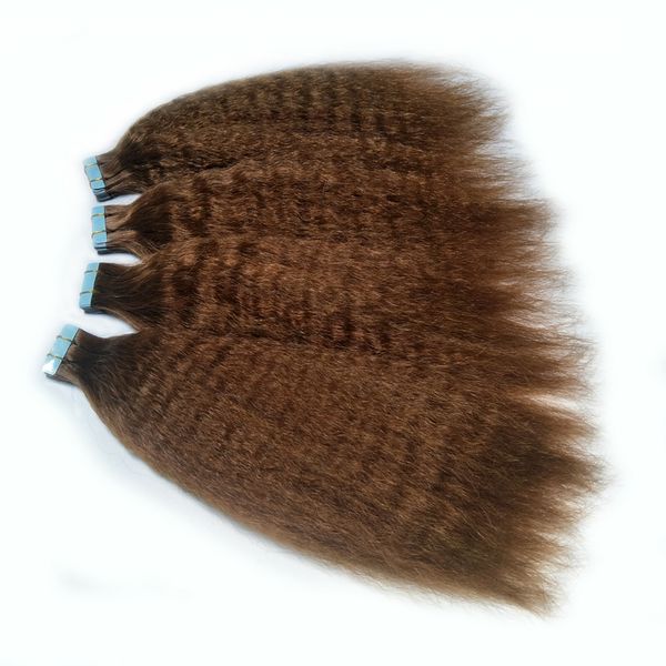 

2021 new skin weft tape in hair extension brazilian hair bundle kinky straight hair black brown blonde grey 99j 10 color available 12-24inch