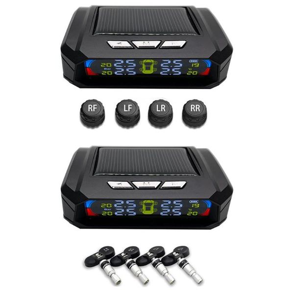 

car tpms tire pressure monitoring system an-06a solar lcd display with 4 sensors stable signal large volume alarm sound alert