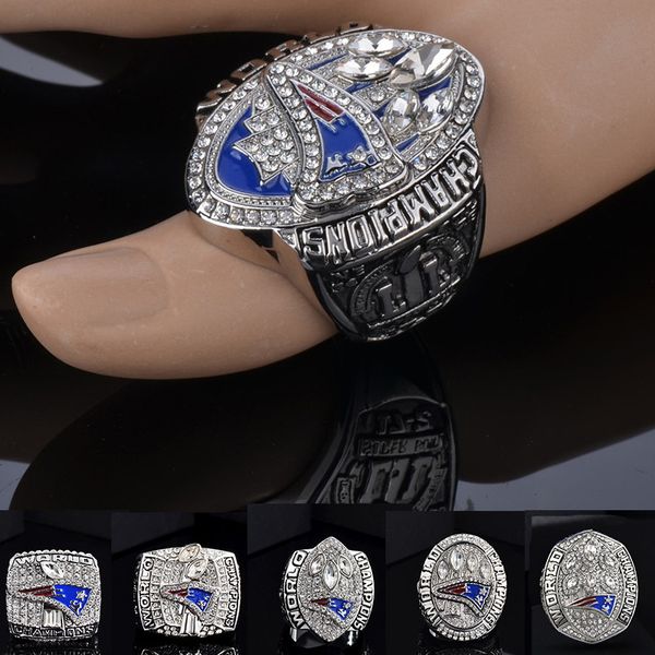 

new englandd super bowl patriot champion rings stainless steel rhinestone 6 champion rings suits fans souvenirs rings