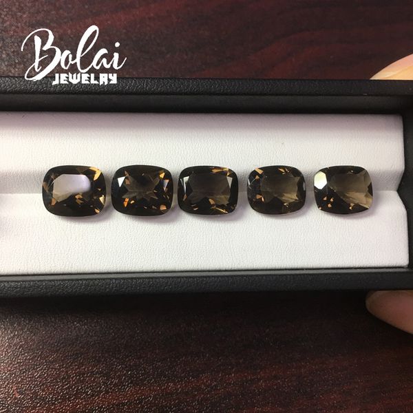 

bolaijewelry,100%natural smoky quartz cushion10*12mm 5pcs/22.75ct for silver jewelry mounting and do it yourself jewelry