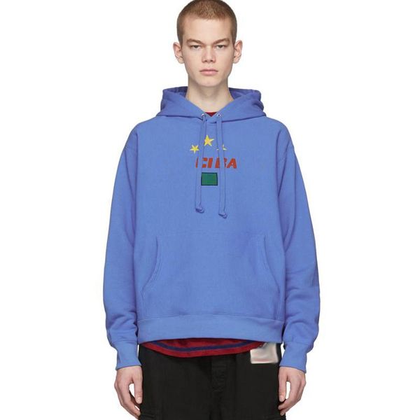 

19fw made in italy classic logo hooded sweatshirt star national flag embroidery pullover casual street hoodies sweater long sleeve hfymwy351, Black