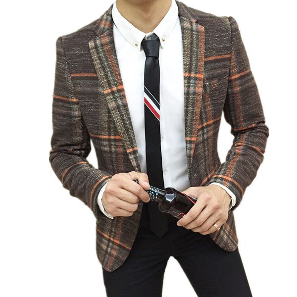 

2019 fashion nieuwe mannen casual boutique business jurk wol pak/mannen slim britse retro plaid pak blazer jas jas, White;black