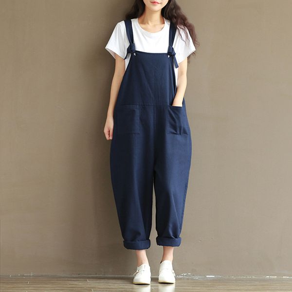

fashion women jumpsuits loose solid harem trousers casual ladies overallpants playsuits wide leg pants casual plus size 5xl, Black;white