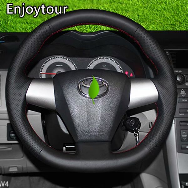 Leather Hand Sewing Car Steering Wheel Cover 38cm Accessories For Toyota Wish 2010 2011 2012 2013 2014 2015 2016 2017 2018 2019 Minion Steering Wheel