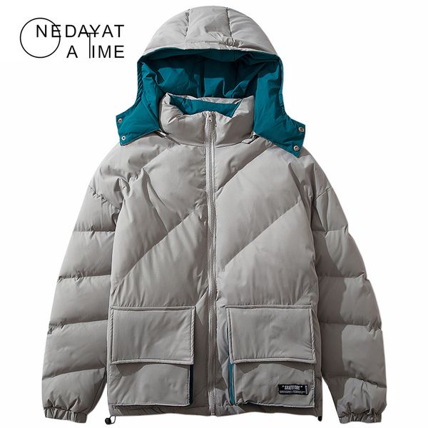

men hooded jacket padded parka winter 2019 harajuku retro trench coat windbreaker outwear cotton hip hop streetwear thick coats, Black