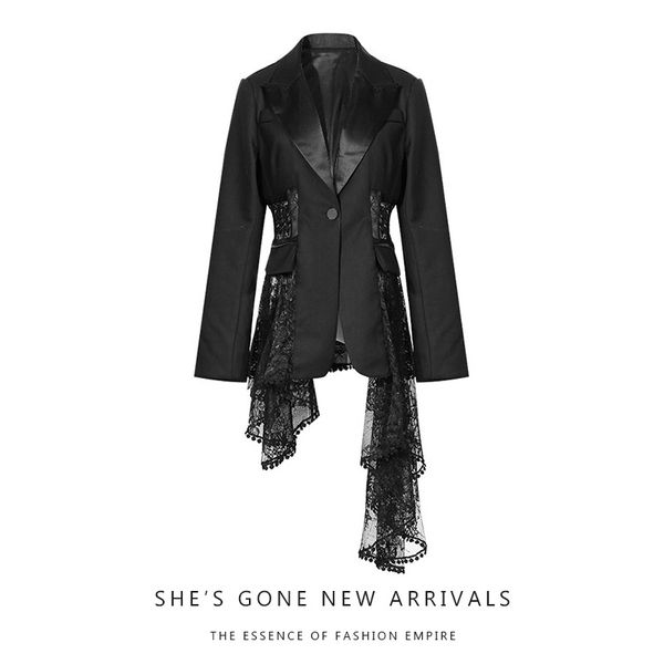 

new fashion temperament irregular women office lady blazer fashion bow sashes split sleeve jackets elegant work blazers feminino, White;black