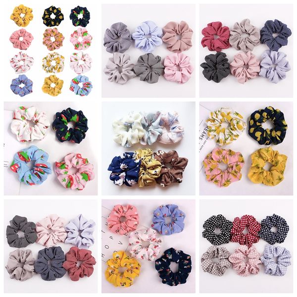 

korea velvet satin hair scrunchie elastic hair bands solid color women girls headwear ponytail holder floral zebra fruit hair accessories, Slivery;white