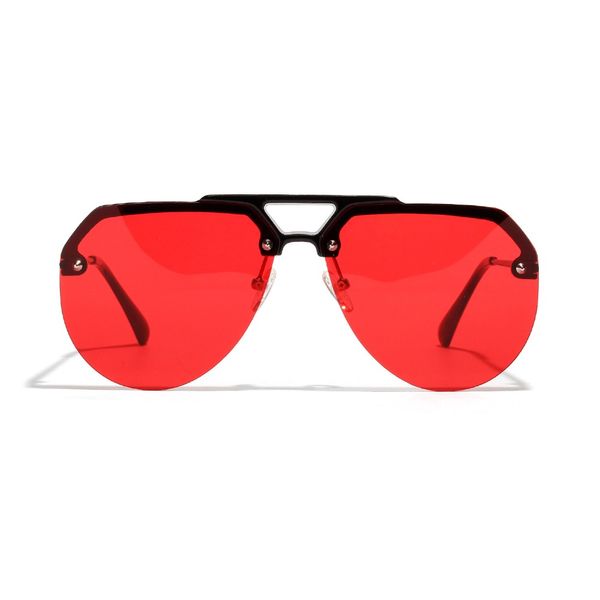 

mincl/2019 luxury half frame metal pilot sunglasses gradient lenses uv400 retro women shades rivet punk sun glasses nx, White;black