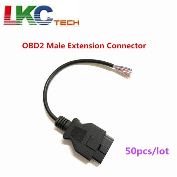 

50pcs/lot car diagnostic obd 2 16 pin male extension connector diagnostic cable opening cable obd 2 opening end
