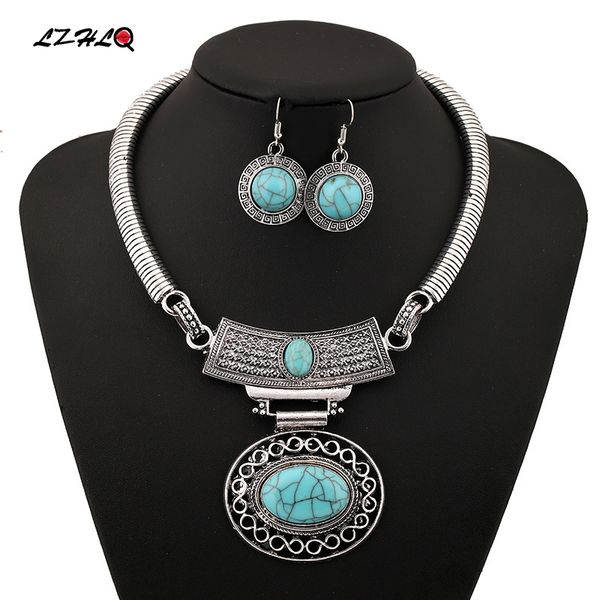 

lzhlq 2019 fashion necklace gold silver colar vintage bohemian ethnic choker maxi statement necklace women jewelry