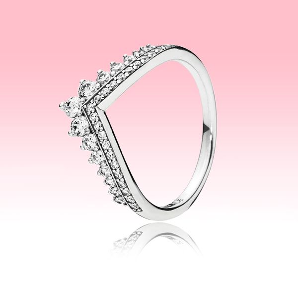 Autêntico 925 Sterling Silver Anel Mulheres Verão Jóias para Pandora Princesa desejo Anel CZ Diamante Noivado Anéis De Casamento Com Caixa Original