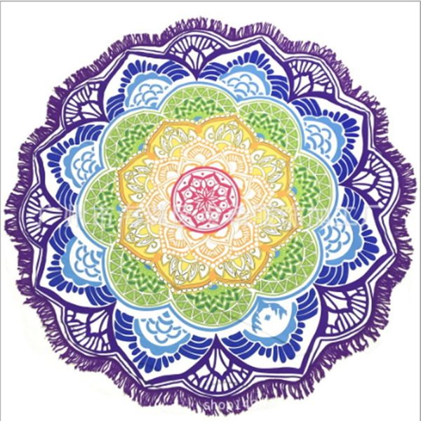 

круглый mandala пляжное полотенце гобелен открытый пикник одеяло бросьте yo-га мат bohemian салфетка индийский полиэстер полотенце printed ш