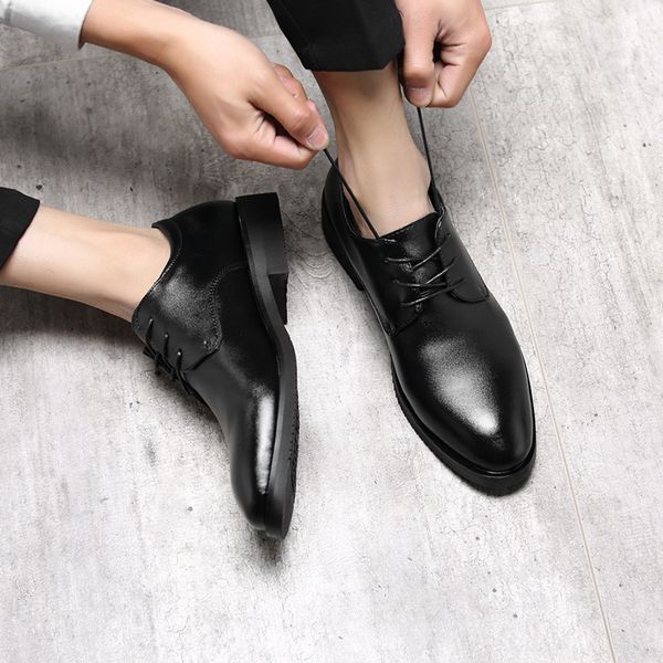 

new fashion men oxfords shoes style shoes lace-up black comfortable business dress wedding leather pa-79