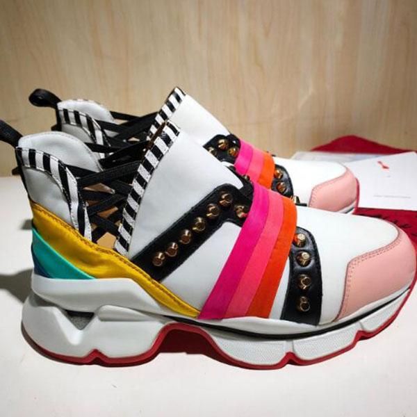 

red bottom shoes spike sock low sneaker men women casual shoes pull-on chunky platform sock shoes black sneakers amk01