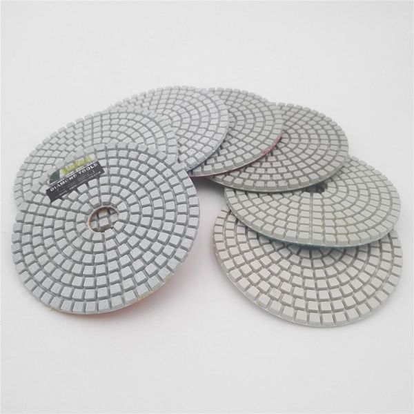 

shdiatool 7pcs/set 4"/100mm professional white diamond wet polishing pads resin bond sanding discs stone marble polishing disc