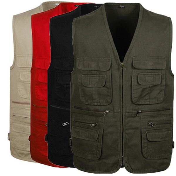 

more than 2019 men fall pocket vest comfortable vest washing cotton, Black;white