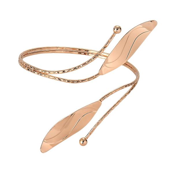 

metal leaves arm ring delicate leaves armlet adjustable opening handpiece female arm circle creative ornament for women, Black