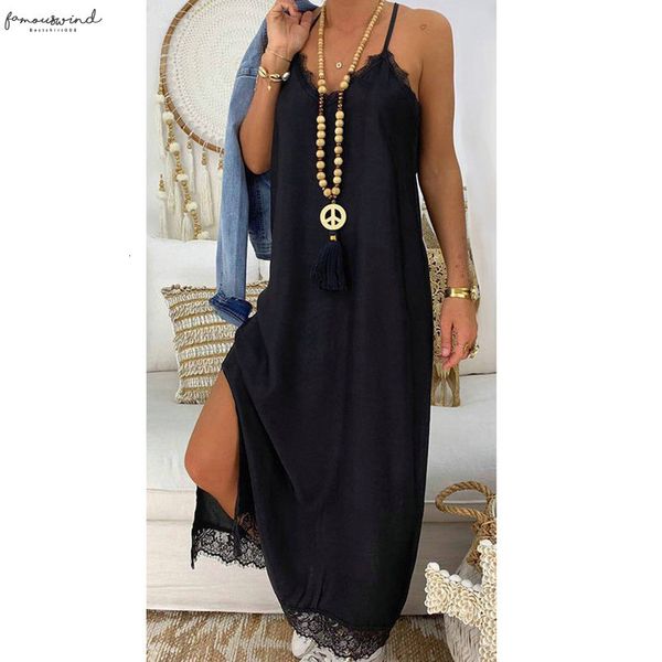 

like ladies lace spaghetti long skirt womens summer leisure solid party v neck clothing villano 2020 long skirt women, Black;gray