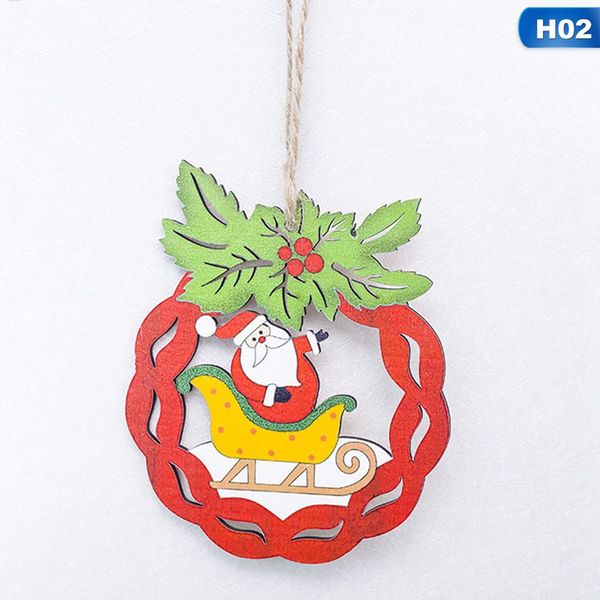

1pc christmas santa claus/snowman wooden pendants ornaments xmas tree diy crafts kids gift for home christmas party decorations