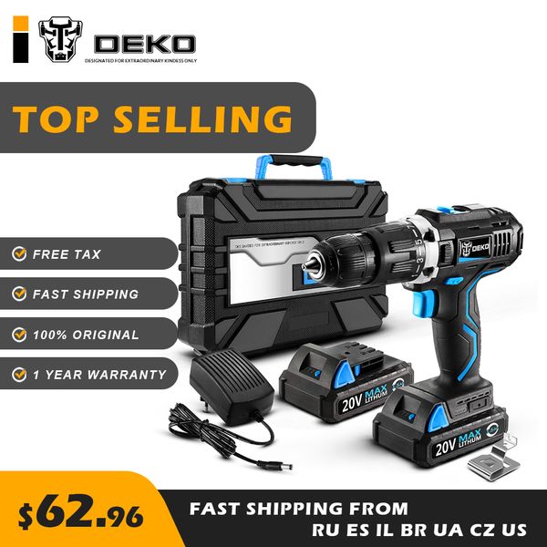 

deko gcd20du3 20v max cordless drill electric screwdriver engraver mini power with lithium-ion led light tax home diy