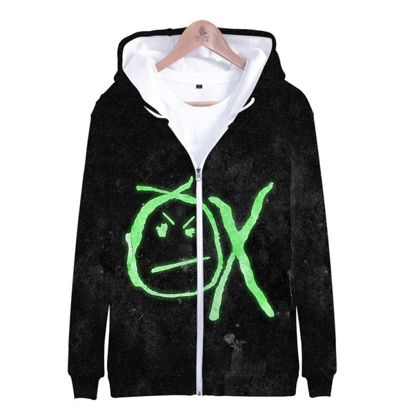 

f.t hip hop young rapper maox ox 2019 new 3d print zipper hooded sweatshirt men/women casual zipper clothes, Black