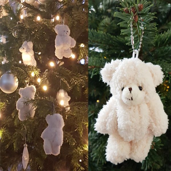 

50pcs/lot mini teddy bear stuffed plush toys small bear 12cm white stuffed toys pelucia pendant kids birthday gift party decor