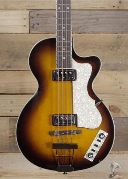 Seltene 4-saitige 1950er Hof Contemporary HCT 500/2 Violin Club Bass Vintage Sunburst E-Gitarre, 30