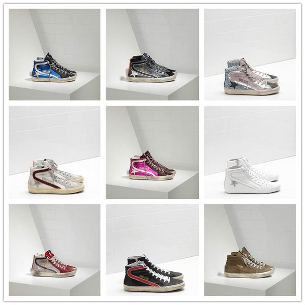 

2019 italy leather shoes sneakers goldens scarpe donna uomo homme femme sneakers francy cotton canvas and leather star size35-45 04, Black