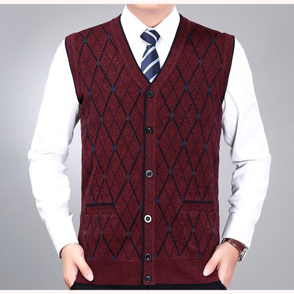

new men's brand wool knit vest v neck fashion casual basic cardigan sleeveless sweater for autumn winter k1803, Black;white