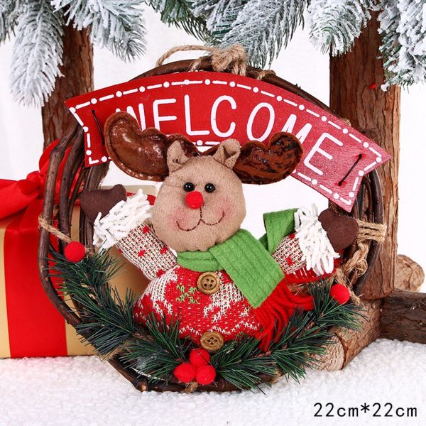 

christmas festival decoration beautiful wreath decoration supplies snowman rattan door hanging pendant