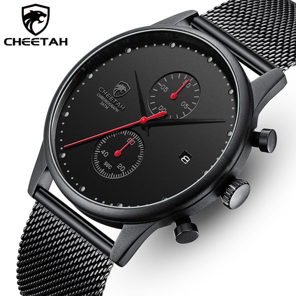

cheetah men watches waterproof calendar sport male clock men's quartz wrist watch relogio masculino, Slivery;brown