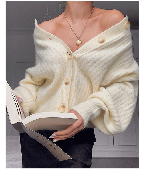 

women knitted cardigan sweater solid color single breasted knitted sweater knitwear jacket, White